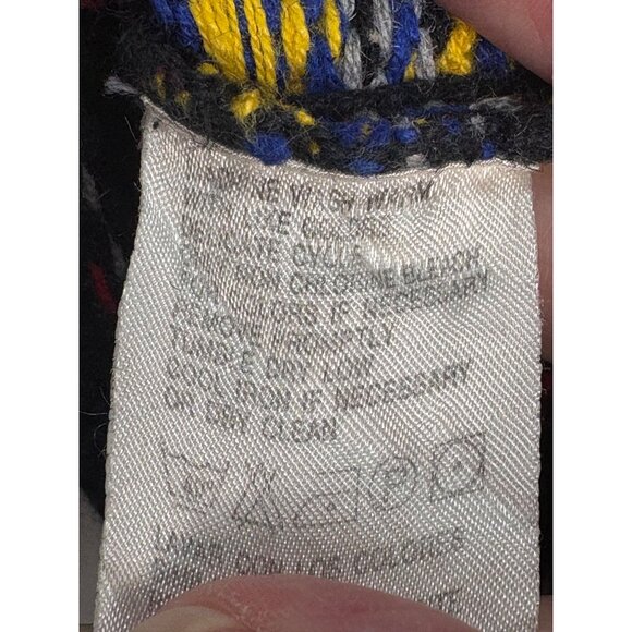 Liz Claiborne Liz&Co Bright Petite L Sweater Black Multicolor Geometric Striped - Picture 8 of 8